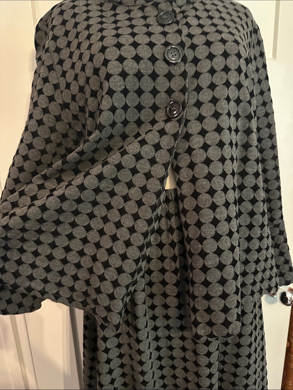 bryn Walker 2-piece polka dot black gray S/M Lagenlook jacket & skirt set - Picture 4 of 16